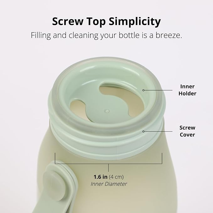 BLUE GINKGO Collapsible Water Bottle – Lightweight, Foldable Silicone Bottle for Travel, Hiking, and Camping (16.9oz, Made in Korea, Olive Green) - Image 5