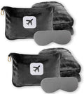 2 Pack Portable Travel Blanket and Pillow - Premium Soft 2 in 1 Airplane Blanket with Compact Pack Soft Bag Pillowcase, Hand Luggage Sleeve and Backpack Clip (Gray) by RELANSON