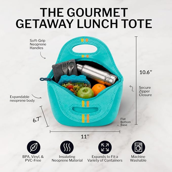 Built Gourmet Getaway Neoprene Lunch Bag - Blue Cockatoo - Image 2