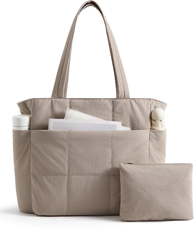 LIGHT FLIGHT Tote Bag for Women, 2-Pc Puffy Tote Bag Set with Compartments, Lightweight Large Shoulder Handbags for Travel by LIGHTFLIGHT