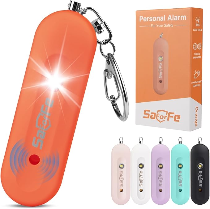 Personal Safety Alarm - Waterproof Rechargeable Security Alarm - 140dB Extra Loud Siren & Strobe Light - Self Defense Keychain - Gift for Women, Teenagers, College Girls, Seniors (Orange) by Unknown