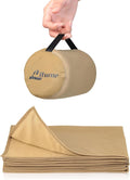 Travel Blanket Lightweight and Breathable, 67 x 48 in Soft Airplane Flight Blanket for Travelers, Foldable Camping Sheet with Stuff Sack for Train, Camp, backapcking, office, home(Creamy Brown) by LitumeOutdoorCollection
