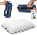 alkamto Travel & Camping Comfortable Memory Foam Pillow – Easy to Carry Portable Bag – Temperature Regulating Pillow Case (White) by Alkamto