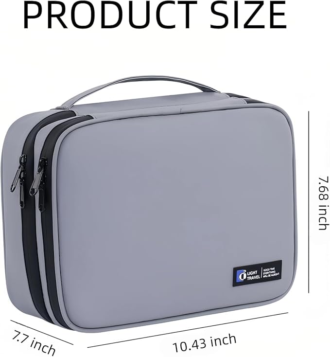 Electronics Organizer Travel Case,Cord Organizer Travel, Double-Layer Cable Organizer Bag, Tech Pouch Accessories Carry Storage For Phone, Cables, Airpods, USB, Sd Card, Essentials (Grey) - Image 7