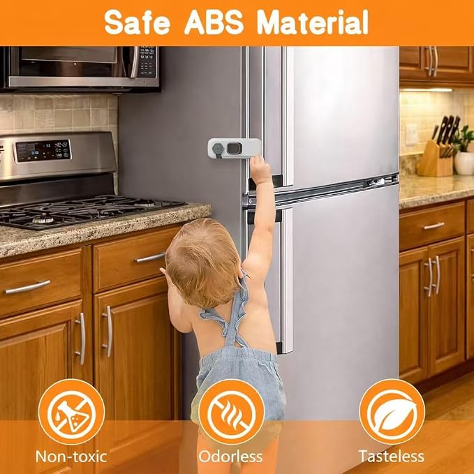Baby Proofing Fridge Locks for Kids, 5 Pack Pet&Child Safety Refrigerator Lock for Kids, Child Proof Freezer Lock for Residential Garage Fridge or Camper RV Refrigerator, Child Fridge Door Latch, Gray - Image 6