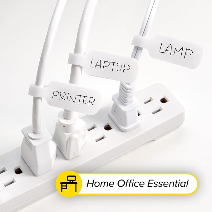 Wrap-It Storage Cable Labels - Medium, White (30-Pack) Write On Cord Labels, Wire Tags for Cable Management and Organizer for Electronics, Computers and More | Write On Cord Labels and Wire Tags for Electronics Cable Management - Image 7