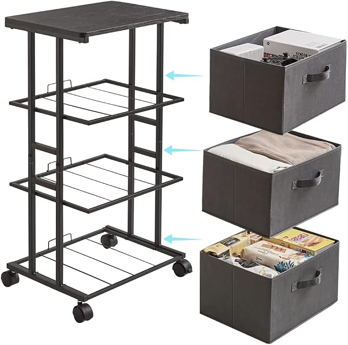 MAX Houser Dresser Tower with 3 Drawers, Grey | Fabric Storage Organizer Unit, Chest of Drawers with with WoodTop, Small Vertical Storage for Guest Room, Closet, Entryway - Image 5
