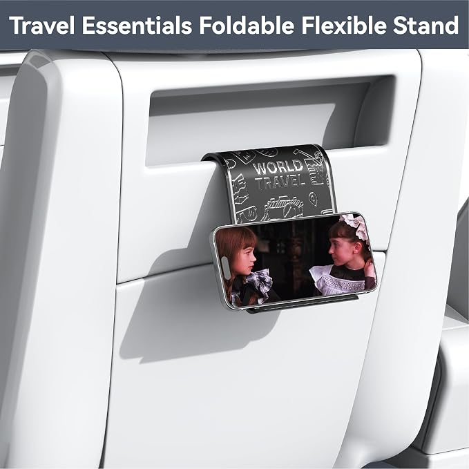Airplane Phone Holder, Foldable Flexible Silicone Phone Stand | Tablet Mount for Flying, Home Office, Desk and Bedroom, Compatible with iPhone, Smartphones for Hands-Free Viewing, Black - Image 2