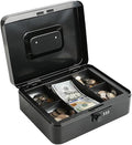 xydled Steel Cash Box Safe with Combination Lock,Money Safe Box with Removable Coin Tray,Large,9.84"x 7.87"x 3.54",Black by xydled