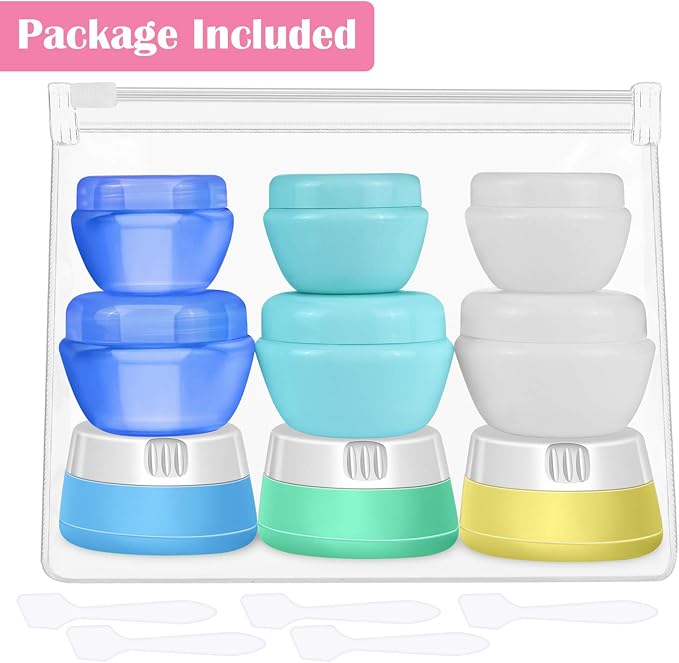 selizo Travel Bottles Containers Silicone and Plastic Cream Jars with TSA Approved Toiletry Case for Toiletries Cosmetic Makeup Body Hand Cream Lotion Shampoo - Image 5