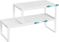 SONGMICS Spice Rack, Expandable Kitchen Countertop Shelf, Steel | Small Cupboard Organizer, Space-Saving, Tabletop, Matte White, BEQUE Collection UKCS402W01 by Unknown