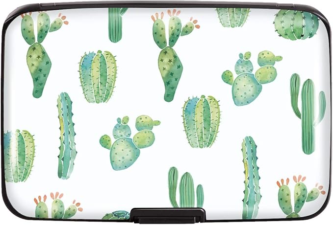 Coco Rossi Credit Card Holder RFID Aluminum Small Mini Wallet Women | Metal Wallet, Business Cards Holder, ID Case, Slim Sleeves, Womens Girls Gift, Carry Proof Wallets for Travel, Cactus by Coco+Rossi