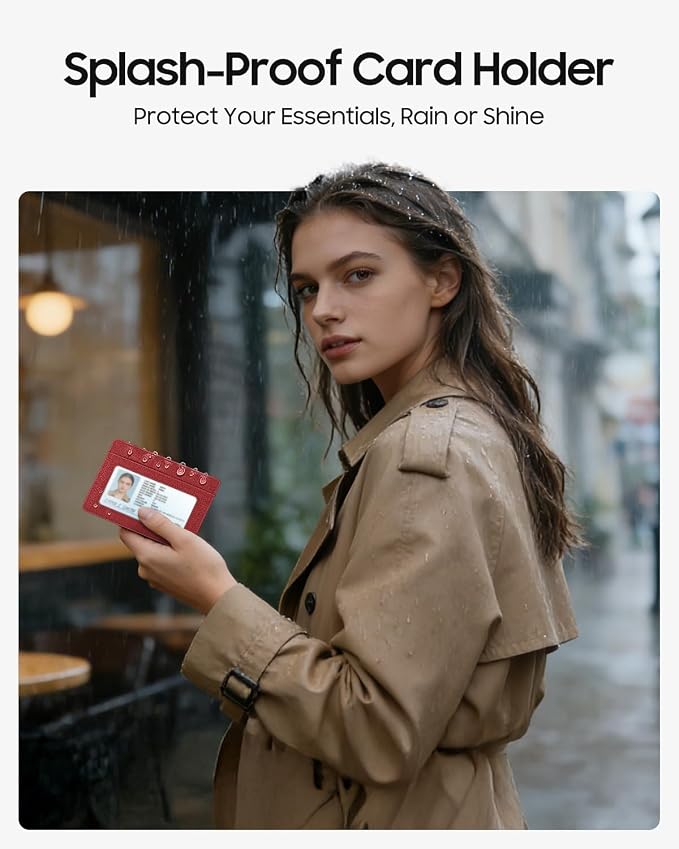 FINTIE Slim Minimalist Front Pocket Wallet RFID Blocking Credit Card Holder | Card Cases with ID Window for Men Women, Poppy Red - Image 7