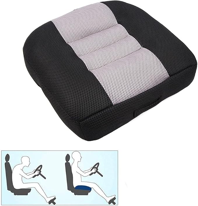 Srutirbo Car Booster Seat Cushion Raise The Height for Short People Driving Hip (Tailbone) and Lower Cack Fatigue Relief Suitable for Trucks, Cars, SUVs, Office Chairs, Wheelchairs (Black and Gray) by Srutirbo