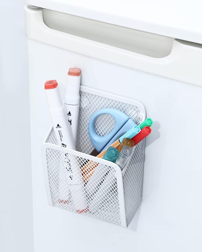 Magnetic Pencil Holder,Mesh Stainless Steel Pen Basket, Metal Writing Utensil Storage Organizer for Whiteboard,Blackboard,Kitchen, Locker, Home, or Office | Metal Writing Utensil Storage Organizer for Whiteboard,Blackboard,Kitchen, Locker, Home, or Office - Image 6