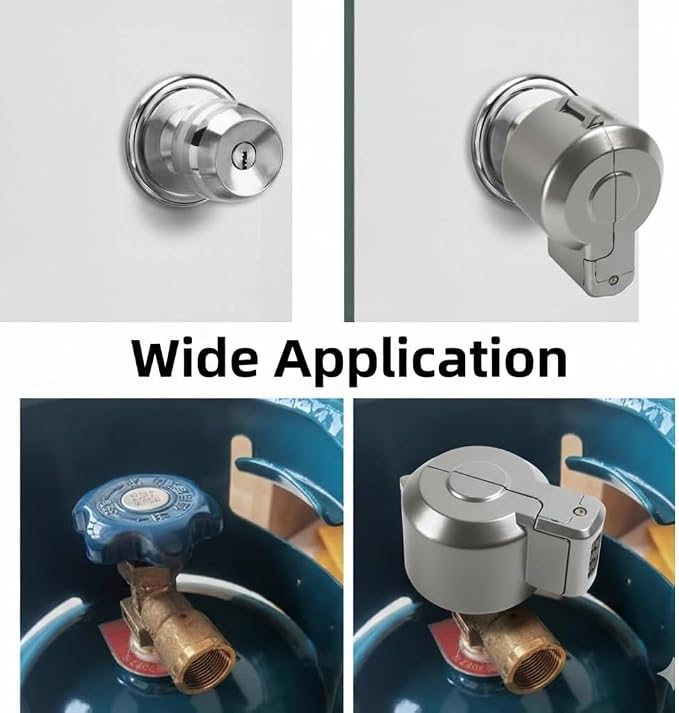 PUGED Door Knob Lockout Device Cover to Disable Doorknob/Faucet/Water Valve Hose Lock Door Handle Temporary Lock for Bedroom Door from Outside Door Handle Without Drilling (1, Silver) - Image 8