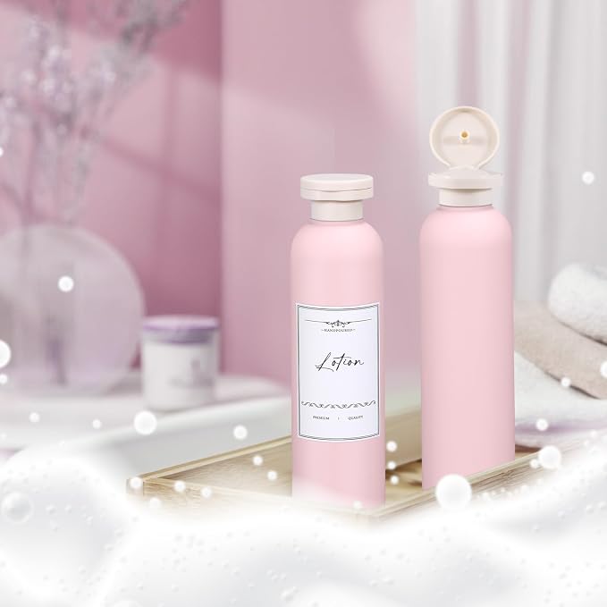 8.8oz Travel Essentials Shampoo Bottles for Toiletries,Empty Plastic Squeeze Bottles with Flip Cap for Toiletries Travel Size Shampoo and Conditioner (3 pack, pink) - Image 6