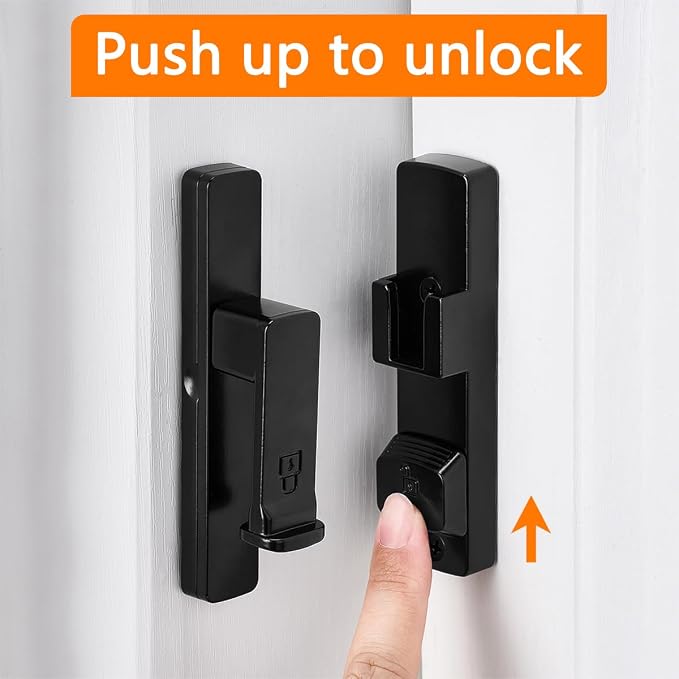 2 Packs Black 90 Degree Barn Door Lock,Flip Gate Latches Hardware | Zinc Alloy Door Lock,Right Angle Door Lock Latch,Sliding Door Latches,for bedroom,drawer,pet enclosures,cabinet,garage,window - Image 3