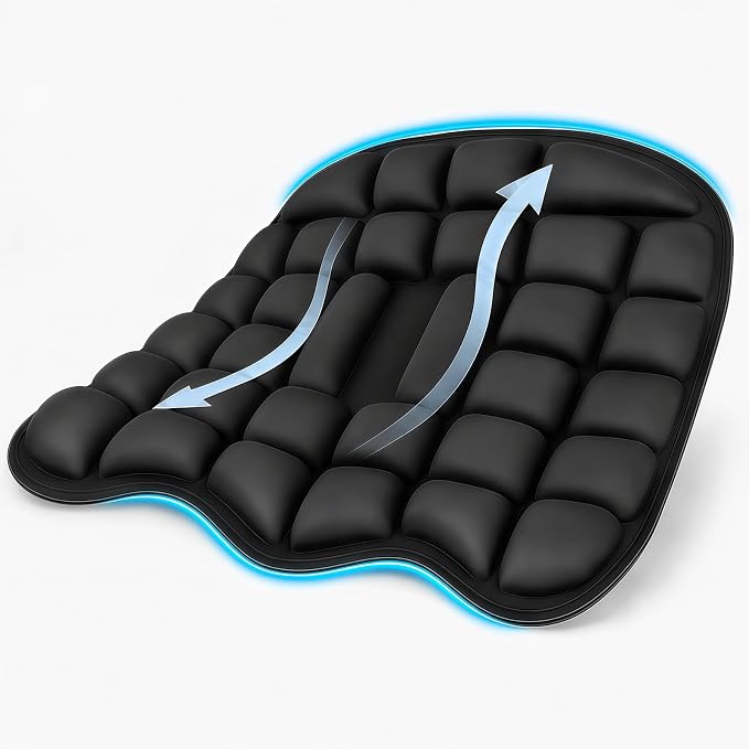 Travel Seat Cushion for Airplane, Inflatable for Long Flights, Portable Ergonomic Adjustable Air Pad – Tailbone & Lumbar Pain Relief for Plane, Stadium, Car, Wheelchair, Driving, Office, Work by Unknown