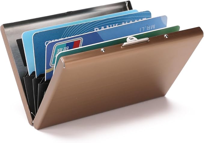 Stainless Steel Credit Card Wallet RFID Blocking Metal Case Pocket Business Card Holder for Women and Men by LOUEBICA