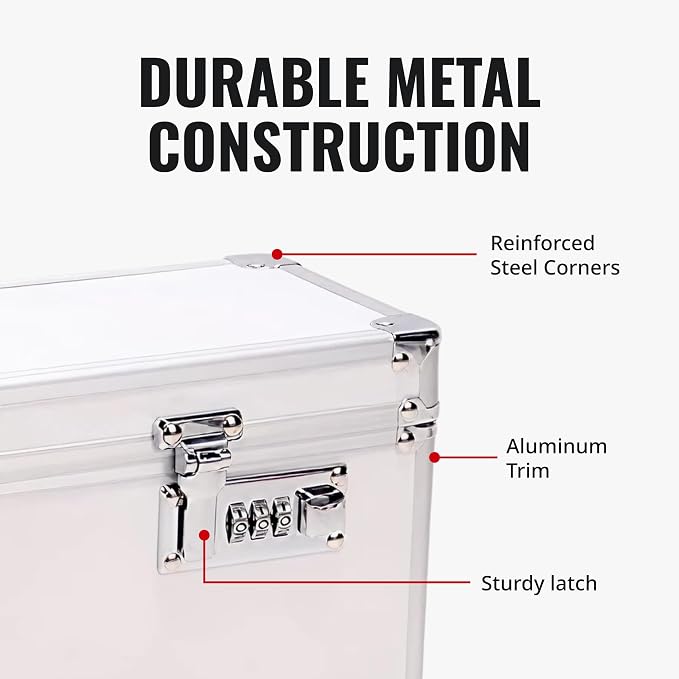 Vaultz Locking Medicine Box with Combination Lock - Secure Metal Lock Box Safe for Medication, Pills & Valuables, Small Lockbox with Code, Portable Storage Case, Leopard | Metal lock box, storage case for medication and small valuables, 3-digit combina... - Image 8