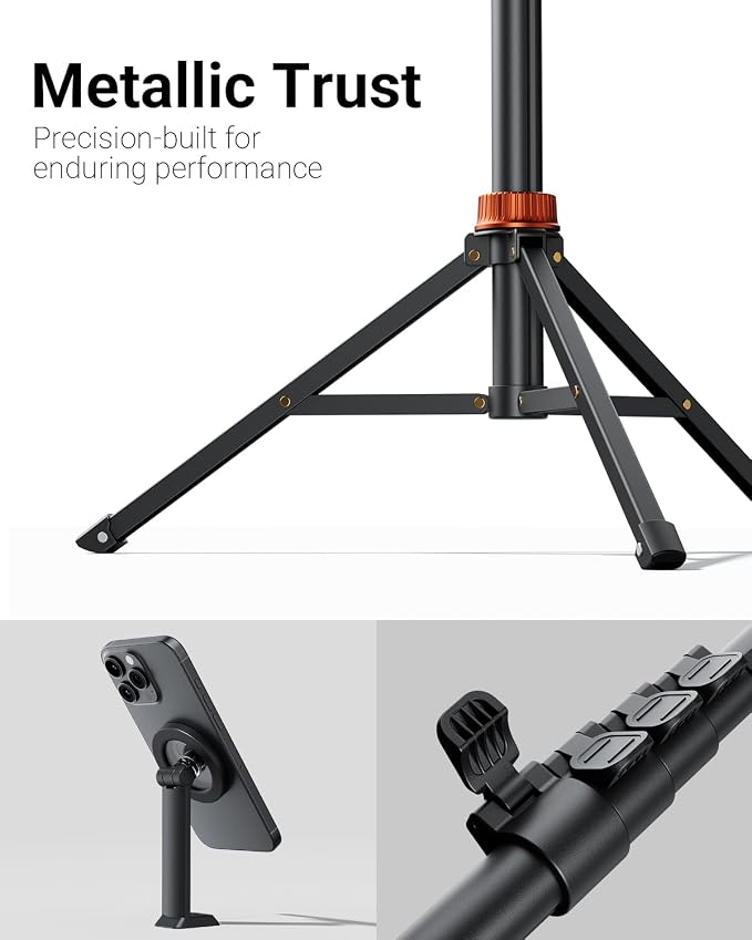 VIMOSE 66" Magnetic Phone Tripod, Tripod for iPhone with Remote & Strong Magnetic Holder for Magsafe, Stable Cell Phone Tripod for Video Recording | Strong Magnetic Holder for Magsafe, Stable Cell Phone Tripod for Video Recording - Image 5