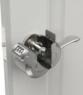 Keyed Door Handle Lockout Device Cover with Code to Disable Access to Keyhole Combination Lock for Bedroom from Outside Only Fits Handle Lock with Long Connecting Shaft (1, Silver) by PUGED