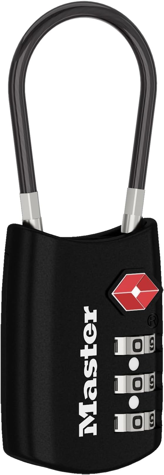 Master Lock 4688D Accepted Set Your Own Combination TSA Approved Luggage Lock, 1 Pack, Black | Set your own 3-digit combination luggage lock, TSA approved travel lock for backpacks, suitcases, zippers, black metal - Image 2