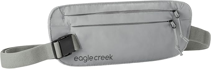 Eagle Creek Undercover RFID Money Belt, Storm Grey | Slim Travel Waist Pouch with RFID Blocking, Secure Passport, Cards, and Cash, Adjustable Strap, Lightweight and Discreet by EagleCreek