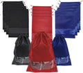 12 PCs Shoe Bags for Travel, Packing, Storage, Organizing & Suitcase. Reusable Dustproof & Water Resistant Sneakers Pouch Protectors with Clear Window & Drawstring. Laundry & Toys (Red + Blue + Black) by SPLANDIN