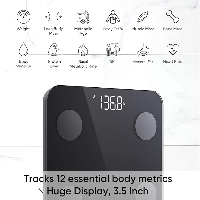 WYZE Scale S Smart Body Weight Bathroom Scale | Bluetooth App Sync; Bmi Body Fat Muscle Mass; Body Composition Analyzer; Batteries Included - Image 2