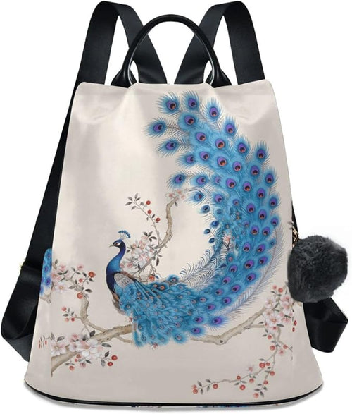 ALAZA Peacock in An Ancient Style Backpack Purse for Women Anti Theft Fashion Back Pack Shoulder Bag by ALAZA