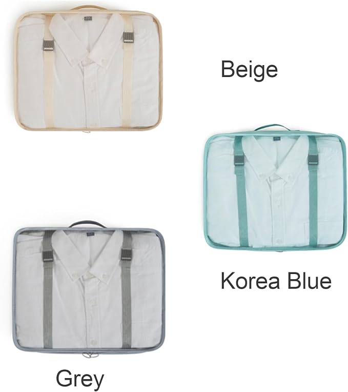 Travel Packing Cubes 7-Set, Luggage Organizer Bags for Clothes, Storage for Travel Accessories, Foldable for Cruise Carry-On Home, 3 Colors Grey/Korea Blue/Beige (Beige) - Image 6