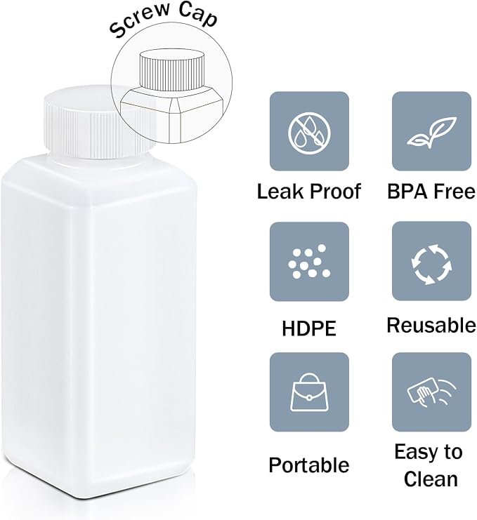 16oz/500ml Leak Proof Plastic Bottles with Caps for Liquids Sample, Reusable Small Bottles Containers for Travel, Camping and Hiking (Translucent, 6 Pcs) - Image 3