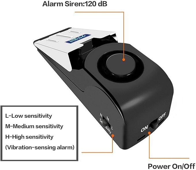 ZZRUI 2 Pack Door Stop Alarm with 120dB Siren, Wedge Door Stopper Security Device for Travel, Apartment, Hotel, Home – Portable Anti-Theft Floor Alarm for Entry Alert & Self Defense, Black - Image 4