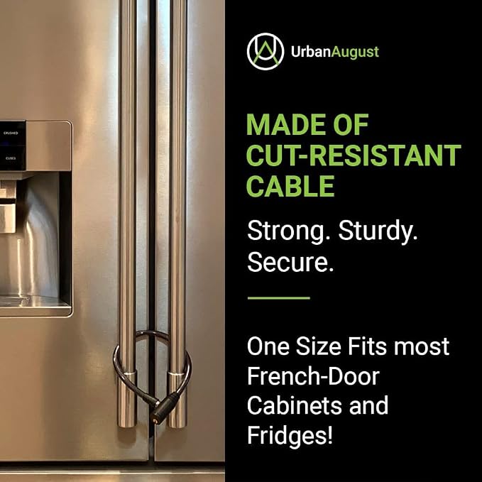 Child-Proof Refrigerator Lock for Kids & Adults - Lock for French Door Fridge and Cabinet (Regular, Black - 3 Pack Keyed Alike) - Image 4