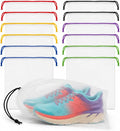 Shoe Bags for Travel, 12 Pack Clear Drawstring Organizers, Waterproof PE Plastic Pouches for Packing Shoes, Toiletries, Cosmetics, Gym Clothes, Wet Swimsuits by DotDot