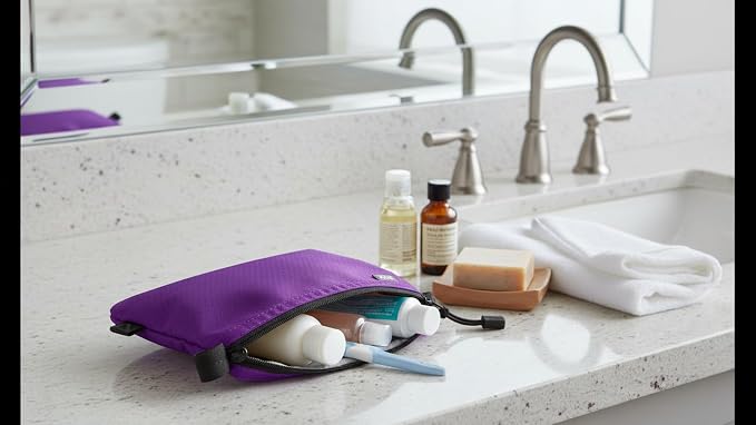 GOX Small Toiletry Bag for Men Bulk Cosmetic Bag Dopp Kit Carry On Zipper Pouch Organization Nylon Small Packing Sack Waterproof (Purple) - Image 2