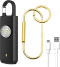 Personal Safety Alarm,Rechargeable with Keychain and LED Strobe Light,Black | USB C/Micro USB/L Easy Use and Portable, Compatible with iPhone 17/16/15/14/13/12/11/X/XR/XS/8/Android/Tablet (3.28FT) by Gartmost