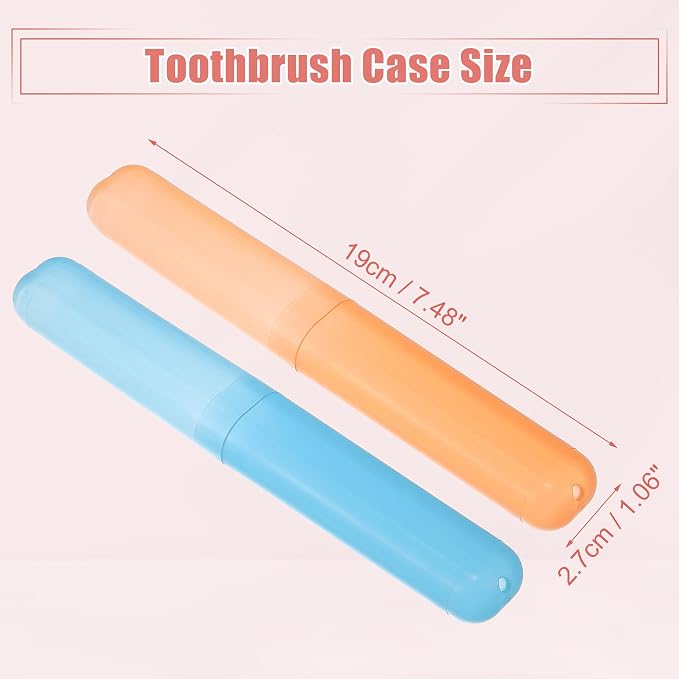 VOCOSTE 2Pcs Travel Toothbrush Case, Blue&Orange | Moisture-Proof Keeps Brush Fresh, Compact for Tight Bags, 2-Pack for Sharing, Essential for Couples - Image 4