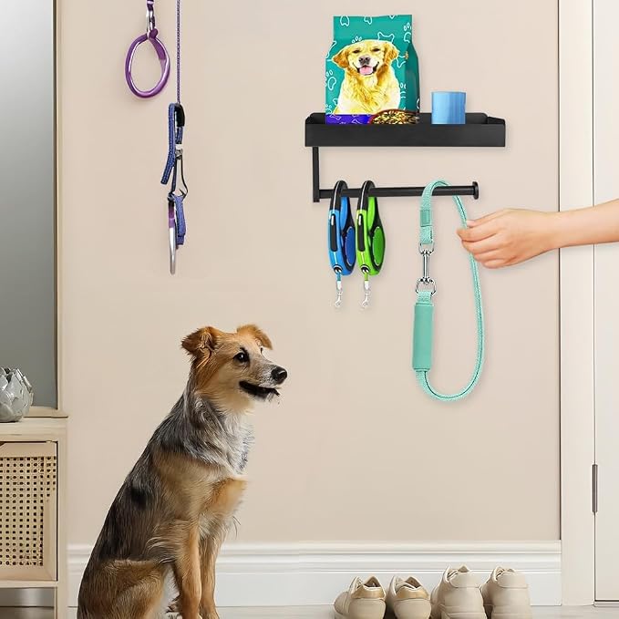 Picowe Magnetic Dog Leash Holder, Pet Stuff Organizer with Shelf Storage for Refrigerator, Metal Rack for Dog Collar Leash Toy Treats, Multifunctional Entryway Key Rack for Home Kitchen Bathroom - Image 5