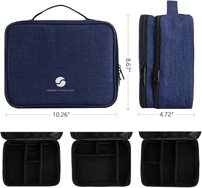Travel Electronics Organizer, Waterproof Cable Organizer Bag for Electronic Accessories Double Layer Large Shockproof Cable Storage Bag for Cord, Power Bank, Tablet(Up to iPad 11 inch) - Royal Blue - Image 4