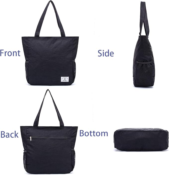 ETidy Large Capacity Foldable Tote Bag With Zipper | Water-resistant, Lightweight, Sandproof, Beach Bag, Gym Bag, Travel Shopping Bag - Image 3