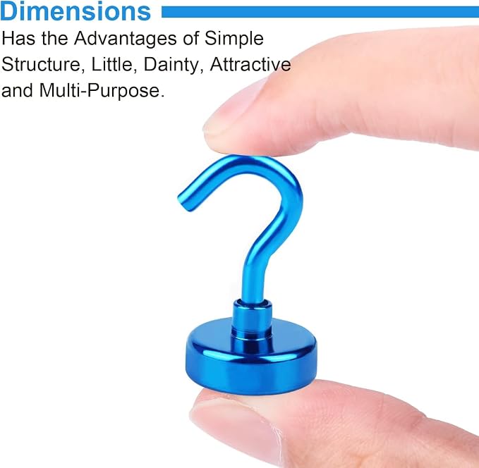 DIYMAG Magnetic Hooks 20pcs 30lbs+ Cruise Essentials 2026 Magnet Hook Blue | Neodymium Heavy Duty Strong Magnets Hanging Ship Cabins Refrigerator Fridge Classroom Beach Vacation Kitchen Grills Home Tool - Image 5