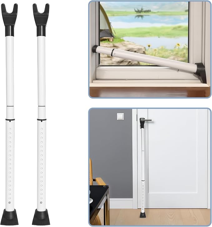 Upgraded Multi-Functional Door Security Bar & Sliding Windows Bar,Adjustable Heavy Duty Stoppers Jammer for Apartment,Home, Hotel Room by MANQO