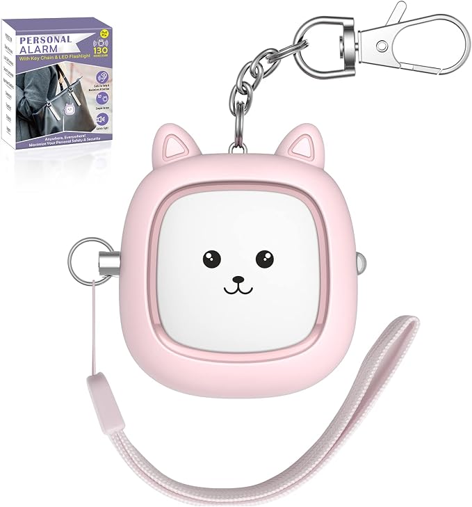 Safe Sound Personal Alarm, 130 dB Loud Siren Song Emergency Security Alarm Keychain with LED Light, Personal Sound Safety Siren for Women, Men, Children, Elderly(Pink) by VIGOROAD