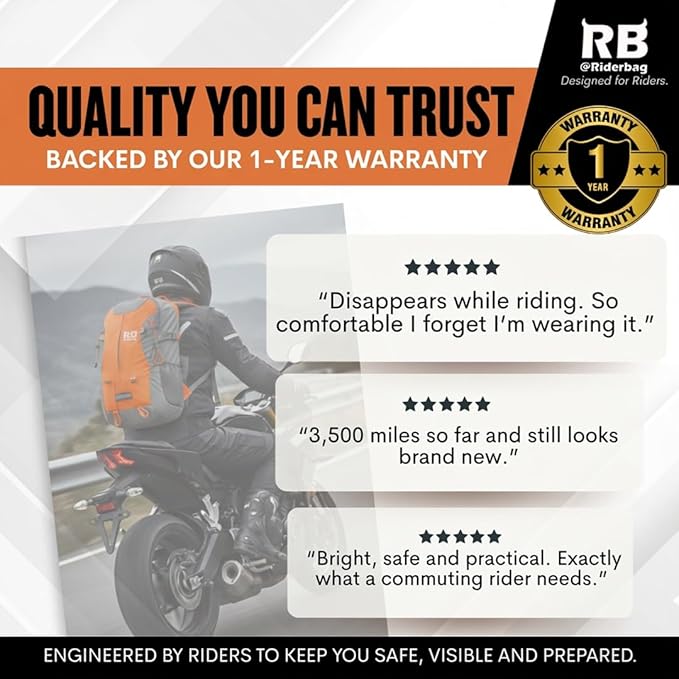 Reflective Motorcycle Backpack, Hi Viz Commuter Riding Bag | Designed by Riders for Everyday Rides with Laptop Compartment and Helmet Net. Built to Help You Be Seen. - Image 5