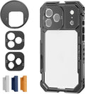 NEEWER Phone Cage Compatible with iPhone 17 Pro Max, Quick Release Video Rig Stabilizer Accessories with 67mm Filter Ring, 17mm Lens Backplate, T Mount Adapter, 4X Camera Control Cap, PA144 (Black) by Neewer