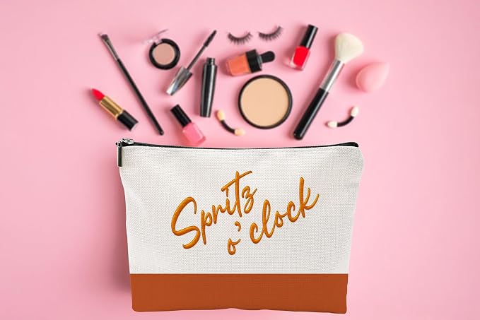ZUYUROU Funny Makeup Bag for Women - Spritz o'clock Cocktail Lover Gift - Italian Summer Vacation Travel Pouch - Trendy Orange Color Block Toiletry Organizer for Bachelorette Party & Bridesmaids - Image 4