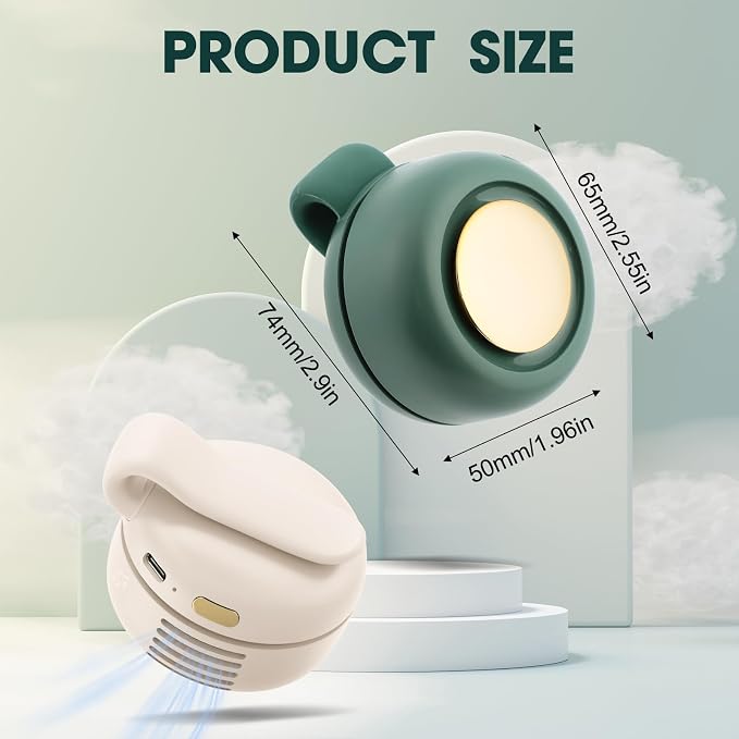 enterlent Portable Silent Mini Bladeless Electric Fan,Mini Whirlwind Fan for Waist Clip Fan(3-Speed),Hands-Free Neck Fan suitable for Outdoor & Travel & Office,Travel Accessories (White) - Image 2